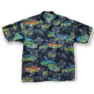 Koman Sport Hawaiian Shirt Men's XL Vintage 1950's Chevrolet Cars